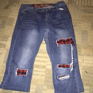 Ripped plaid vanilla star jeans